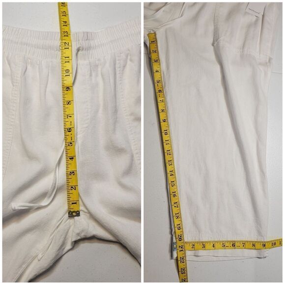 Westbound The Island Crop White Linen Blend Cropped Straight Leg Pants Women's - Picture 13 of 13